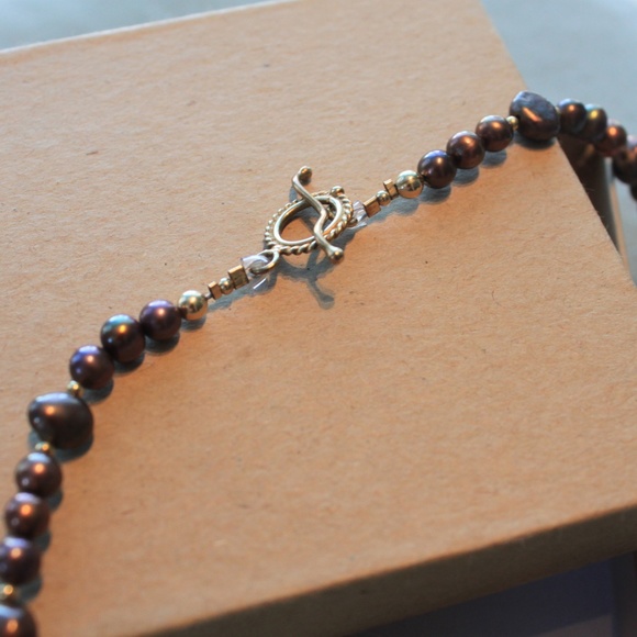 Iridescent Purple Brown Freshwater Pearl Necklace - Picture 3 of 3